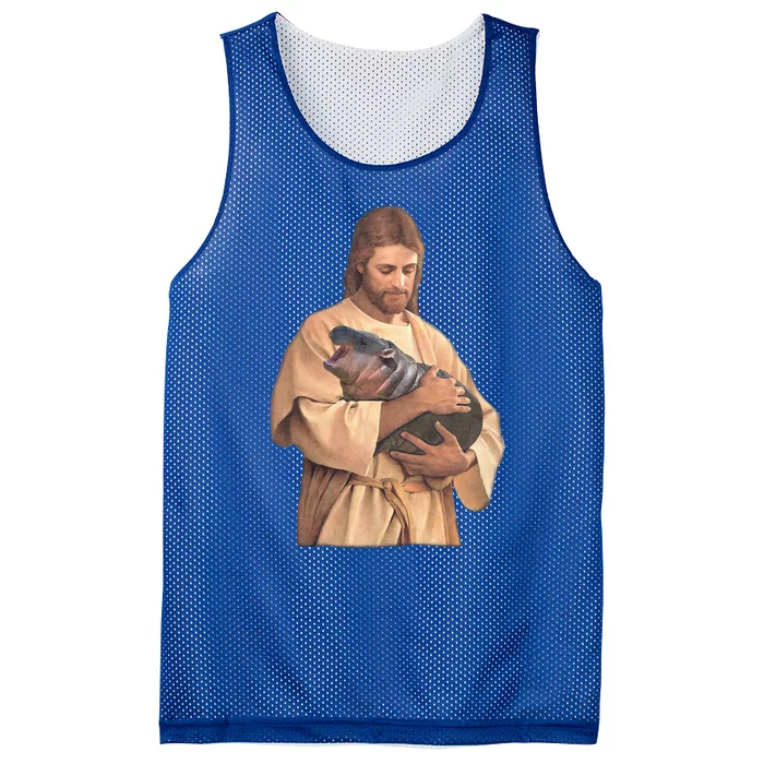 Jesus Loves Moo Deng Bouncy Pig Mesh Reversible Basketball Jersey Tank