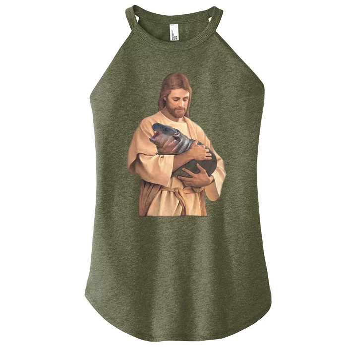 Jesus Loves Moo Deng Bouncy Pig Women’s Perfect Tri Rocker Tank