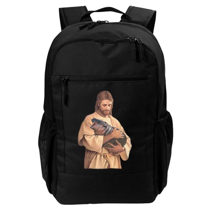 Jesus Loves Moo Deng Bouncy Pig Cute Baby Hippo Meme Gift Daily Commute Backpack