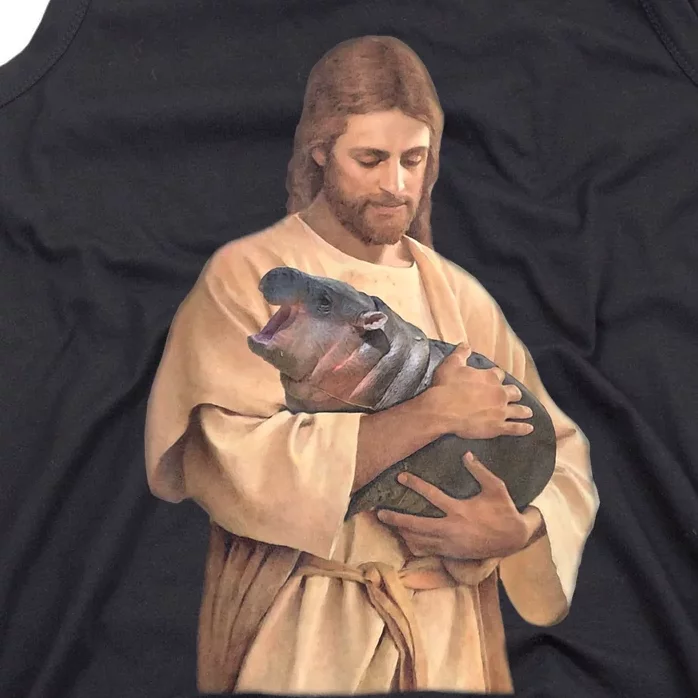 Jesus Loves Moo Deng Bouncy Pig Cute Baby Hippo Meme Tank Top