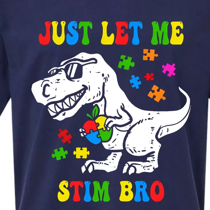 Just Let Me Stim Bro Dinasour Autism Awareness Sueded Cloud Jersey T-Shirt