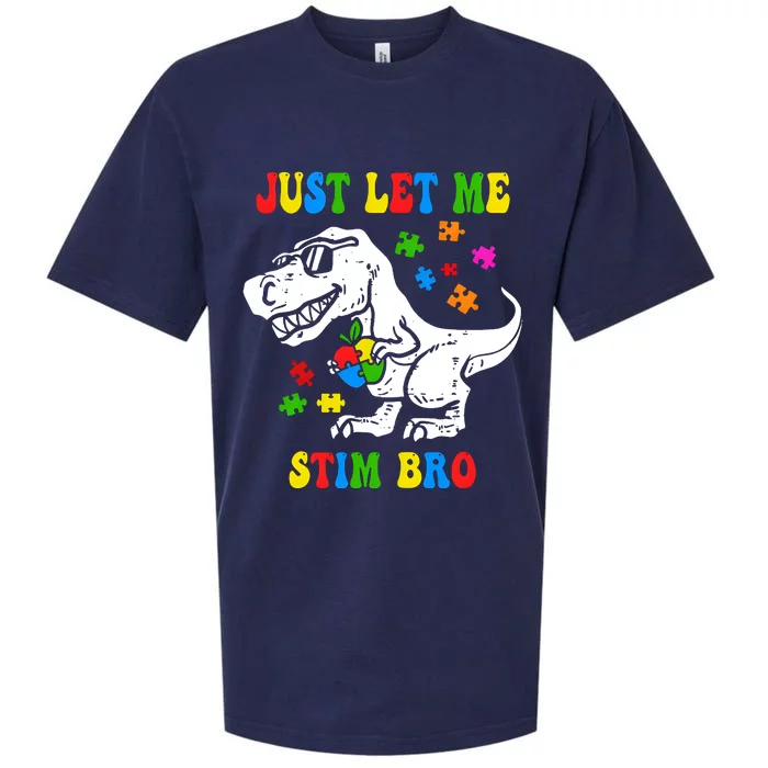 Just Let Me Stim Bro Dinasour Autism Awareness Sueded Cloud Jersey T-Shirt