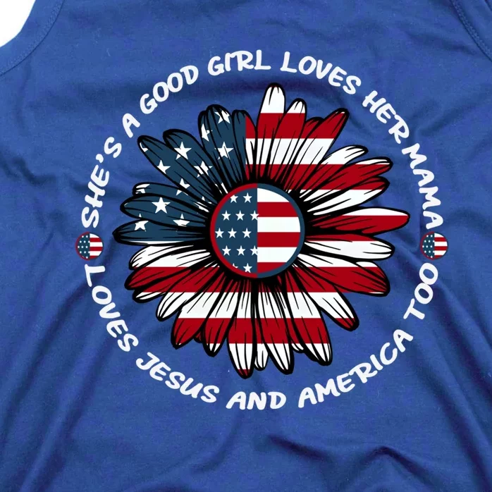 Just Loves Mama Jesus America Patriotic Sunflower Gift Tank Top