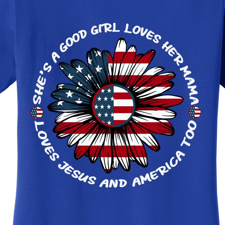 Just Loves Mama Jesus America Patriotic Sunflower Gift Women's T-Shirt