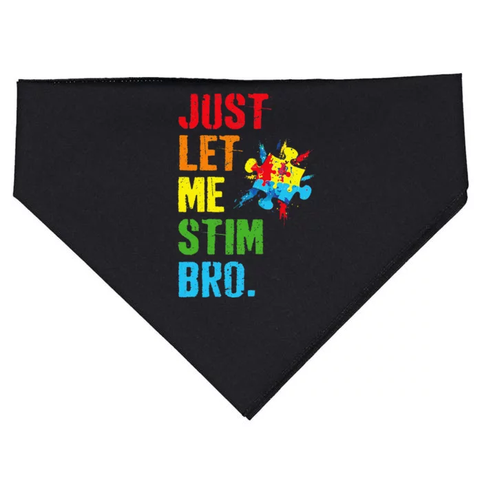 Just Let Me Stim Bro Funny Autism Awareness Month USA-Made Doggie Bandana