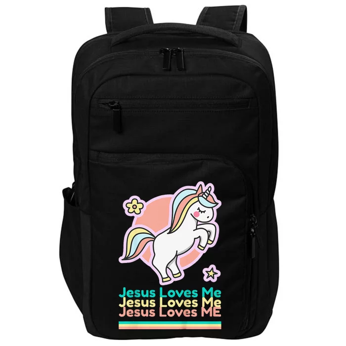 Jesus Loves Me Christian Bible Gift Girls Rainbow Unicorn Impact Tech Backpack