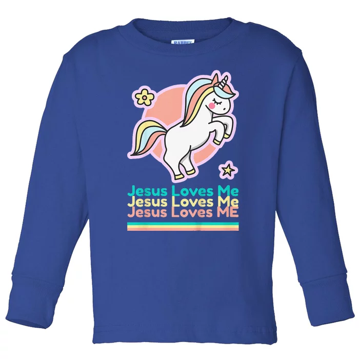 Jesus Loves Me Christian Bible Gift Girls Rainbow Unicorn Toddler Long Sleeve Shirt