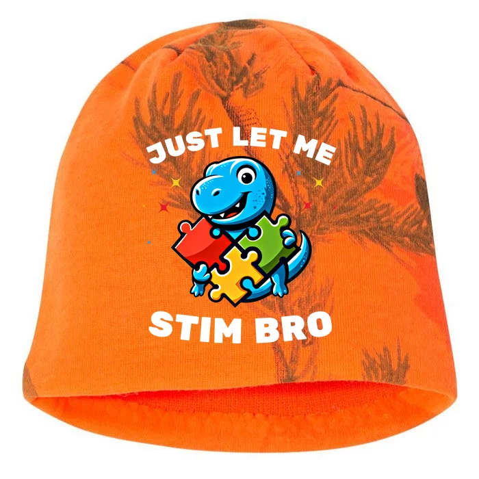 Just Let Me Stim Bro Funny Autism Awareness Dinosaur Great Gift Kati - Camo Knit Beanie