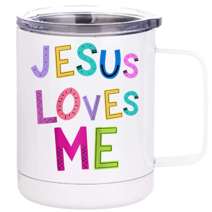 Jesus Loves Me Religious Christian Catholic Church Prayer Raglan Baseball Front & Back 12oz Stainless Steel Tumbler Cup