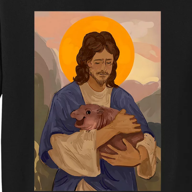 Jesus Loves Moo Deng Bouncy Pig Cute Baby Hippo Meme Sweatshirt