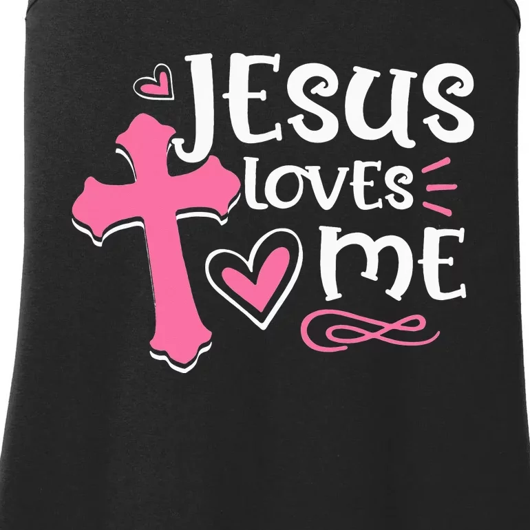 Jesus Loves Me Christian Cross Easter Day Family Ladies Essential Tank