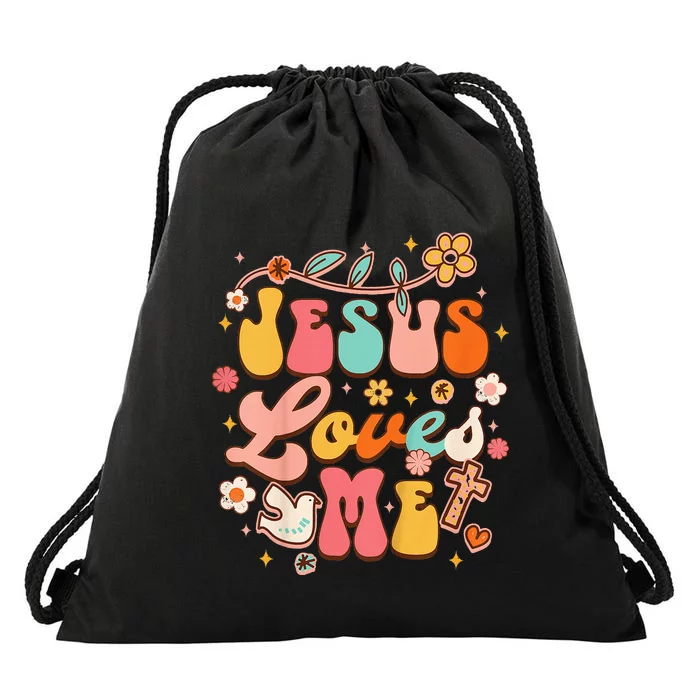 Jesus Loves Me Groovy Christian God Lover Religious Drawstring Bag