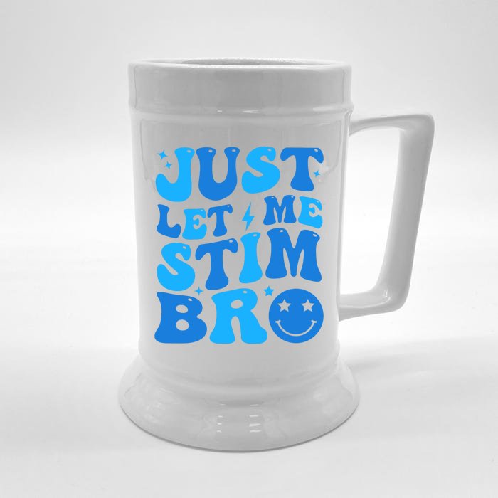 Just Let Me Stim Bro Smile Face Retro Front & Back Beer Stein