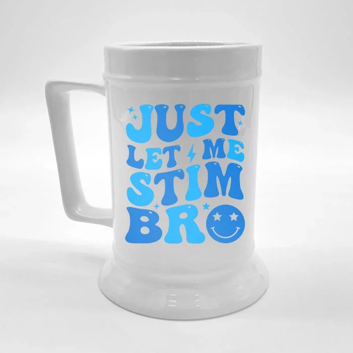 Just Let Me Stim Bro Smile Face Retro Front & Back Beer Stein