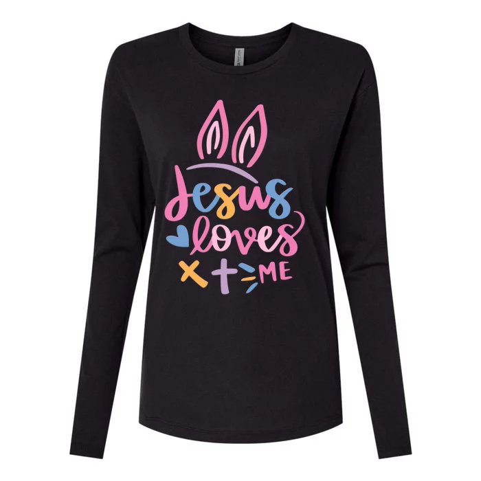 Jesus Loves Me Christian Cross Easter Day Family Outfit Gift Womens Cotton Relaxed Long Sleeve T-Shirt