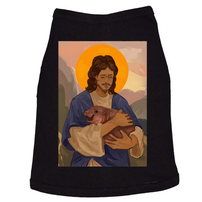 Jesus Loves Moo Deng Bouncy Pig Cute Baby Hippo Meme Doggie Tank