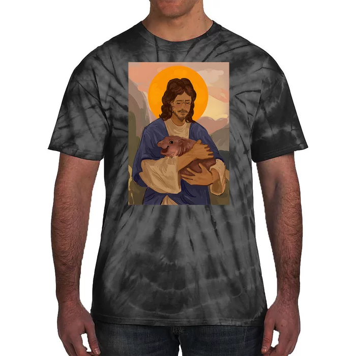 Jesus Loves Moo Deng Bouncy Pig Cute Baby Hippo Meme Tie-Dye T-Shirt