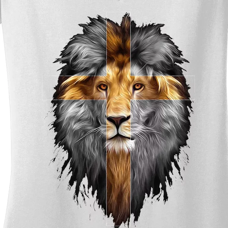 Jesus Lion Of Judah Women's V-Neck T-Shirt