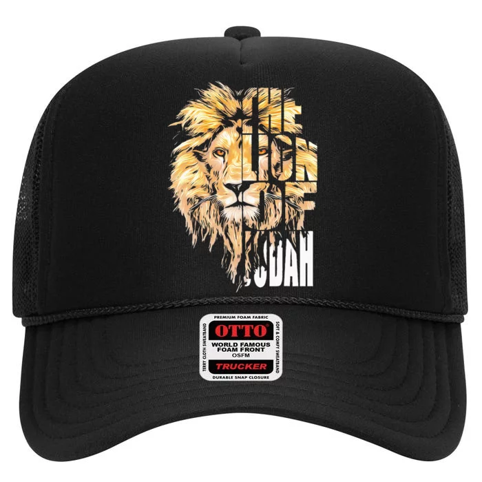 Jesus Lion Of Judah Christian Gift For Men Women High Crown Mesh Trucker Hat