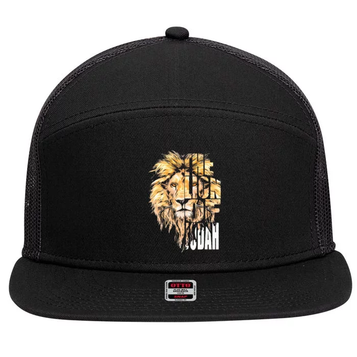 Jesus Lion Of Judah Christian Gift 7 Panel Mesh Trucker Snapback Hat