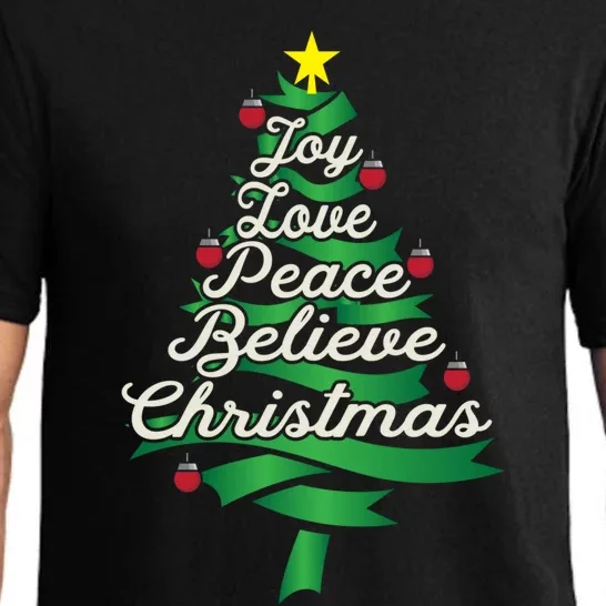 Joy Love Peace Believe Christmas Yuletide Lover Gift Cute Gift Pajama Set