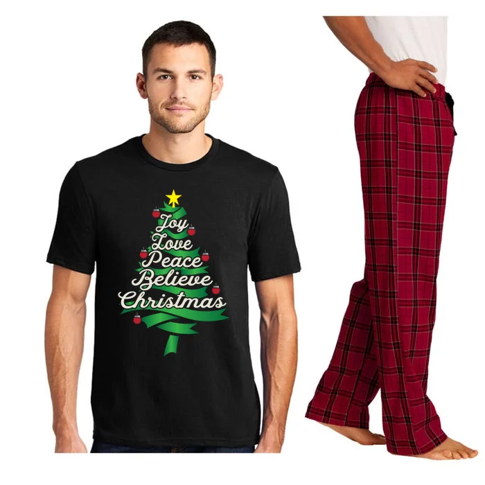 Joy Love Peace Believe Christmas Yuletide Lover Gift Cute Gift Pajama Set