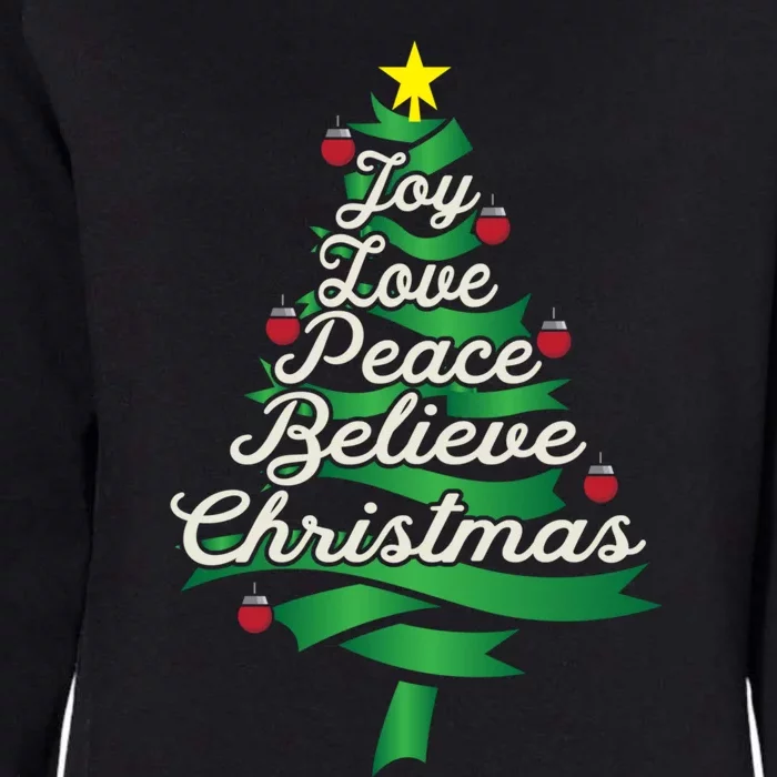 Joy Love Peace Believe Christmas Yuletide Lover Gift Cute Gift Womens California Wash Sweatshirt