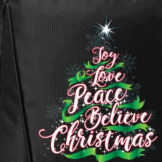 Joy Love Peace Believe Christmas Yuletide Lover Gift Cool Gift City Backpack