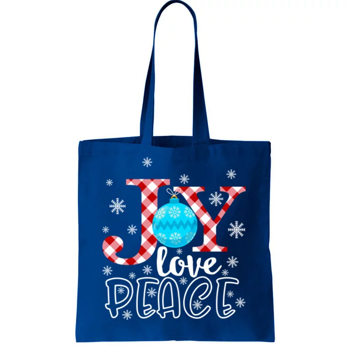 Joy Love Peace Christmas Snowflakes Ball Gift Tote Bag