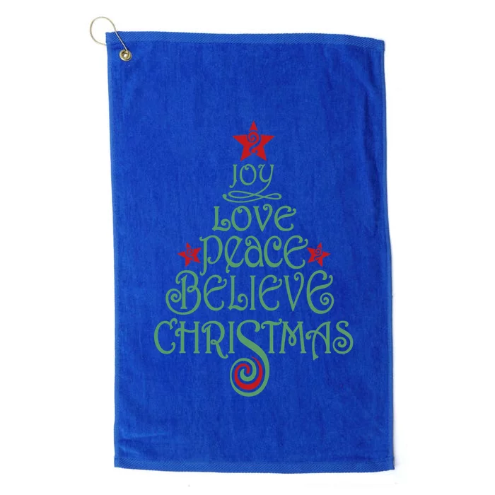 Joy Love Peace Believe Christmas Gift Xmas Tree Funny Gift Platinum Collection Golf Towel