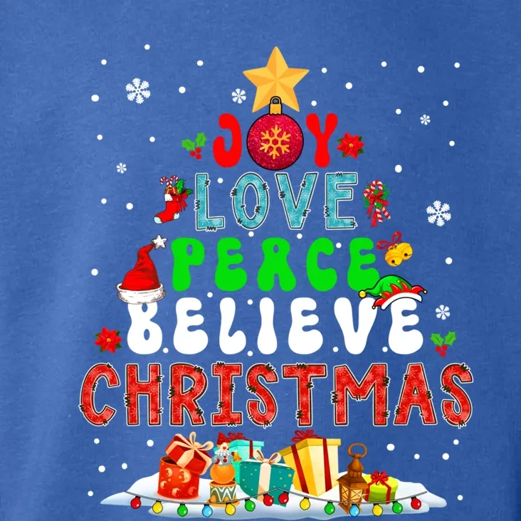 Joy Love Peace Believe Christmas Santa Elf Xmas Tree Family Cute Gift Toddler Hoodie