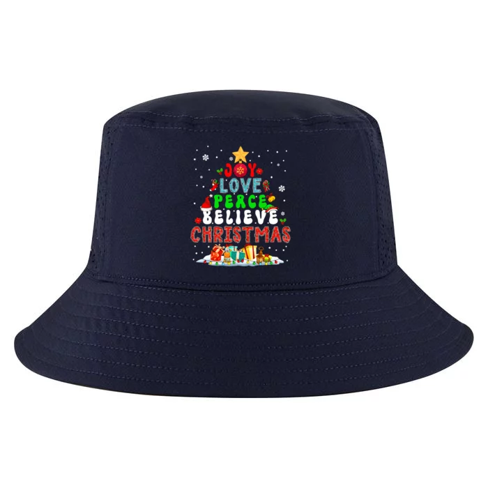 Joy Love Peace Believe Christmas Santa Elf Xmas Tree Family Cute Gift Cool Comfort Performance Bucket Hat