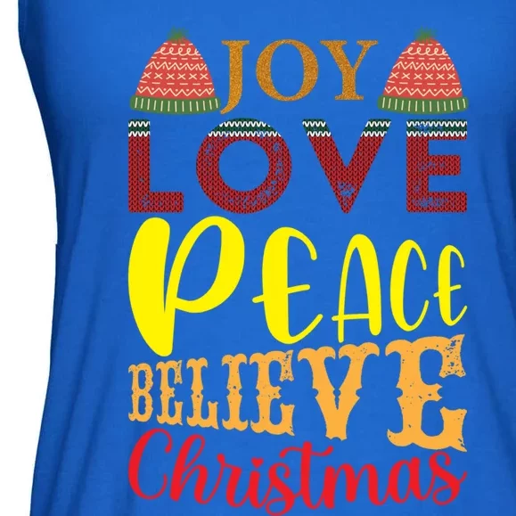 Joy Love Peace Believe Christian Ugly Christmas Sweater Meaningful Gift Ladies Essential Flowy Tank