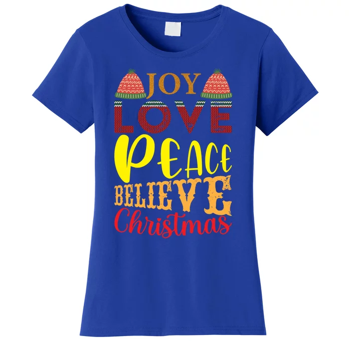 Joy Love Peace Believe Christian Ugly Christmas Sweater Meaningful Gift Women's T-Shirt