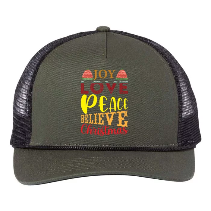 Joy Love Peace Believe Christian Ugly Christmas Sweater Meaningful Gift Retro Rope Trucker Hat Cap