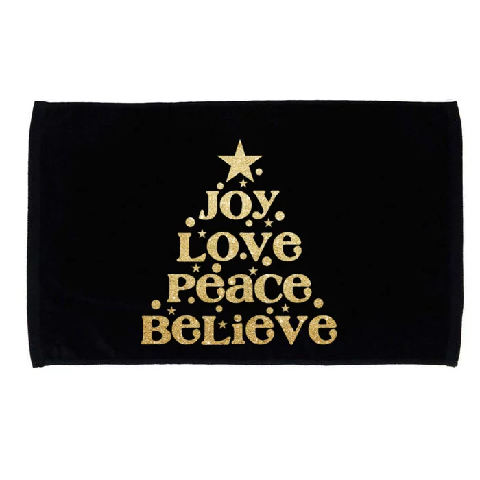 Joy Love Peace Believe Christmas Tree Microfiber Hand Towel