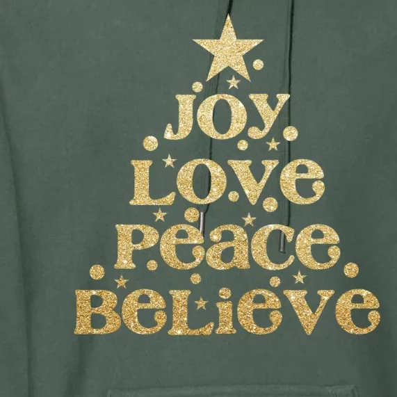 Joy Love Peace Believe Christmas Tree Premium Hoodie