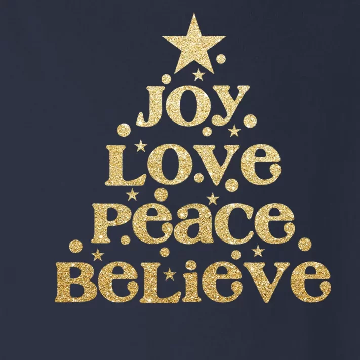 Joy Love Peace Believe Christmas Tree Toddler Long Sleeve Shirt