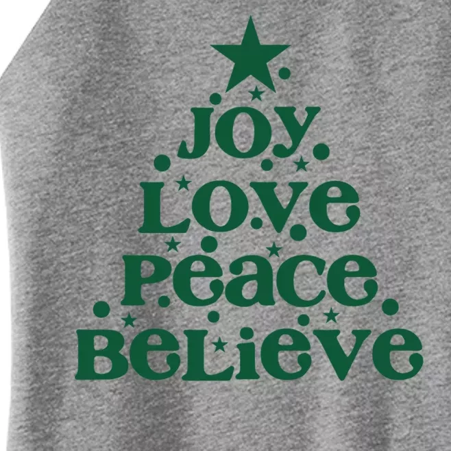 Joy Love Peace Believe Christmas Tree Women’s Perfect Tri Rocker Tank