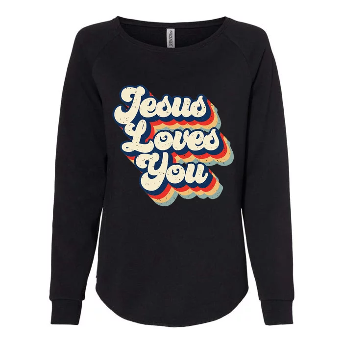 Jesus Loves Retro Vintage Christian Faith Hippie Womens California Wash Sweatshirt