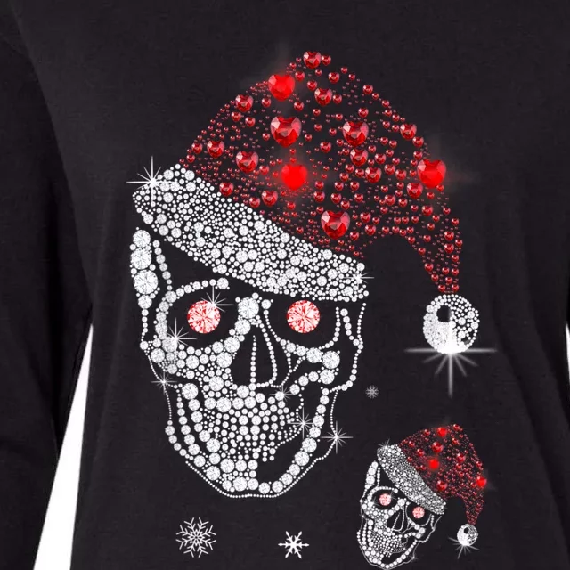 Just Love Skulls Xmas Skull Christmas Wear Santa Hat Womens Cotton Relaxed Long Sleeve T-Shirt