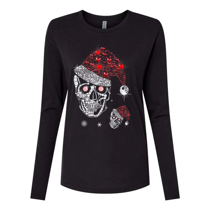 Just Love Skulls Xmas Skull Christmas Wear Santa Hat Womens Cotton Relaxed Long Sleeve T-Shirt