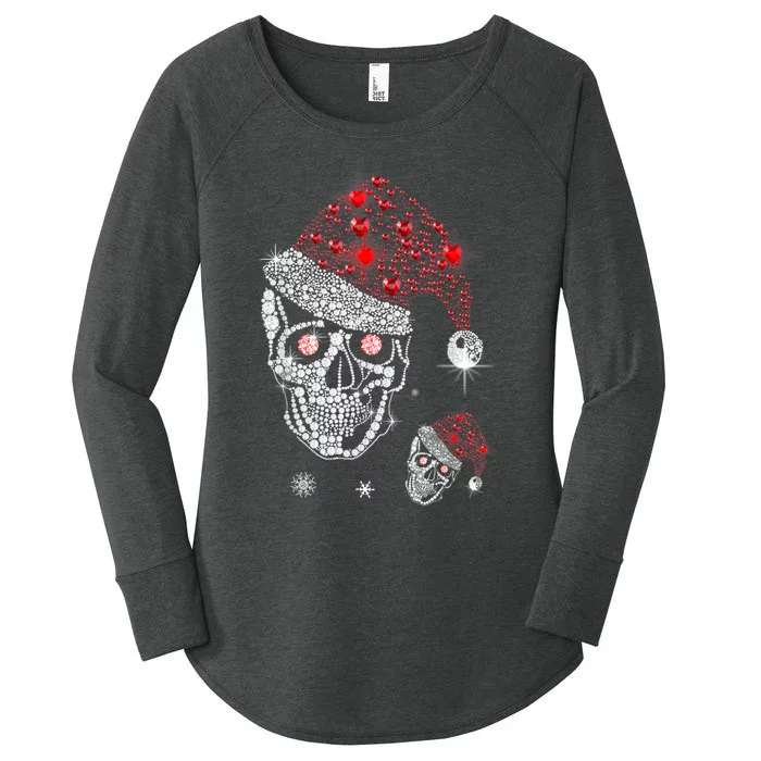 Just Love Skulls Xmas Skull Christmas Wear Santa Hat Women's Perfect Tri Tunic Long Sleeve Shirt