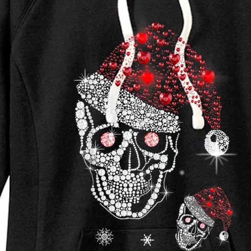 Just Love Skulls Xmas Skull Christmas Wear Santa Hat Women's Fleece Hoodie