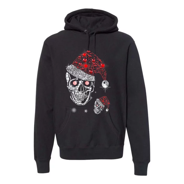 Just Love Skulls Xmas Skull Christmas Wear Santa Hat Premium Hoodie