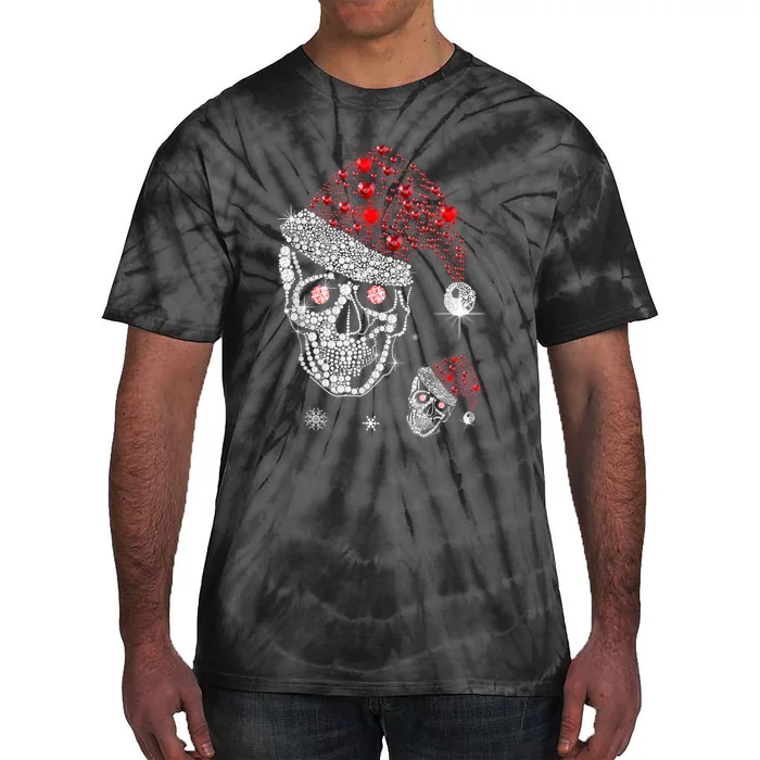 Just Love Skulls Xmas Skull Christmas Wear Santa Hat Tie-Dye T-Shirt