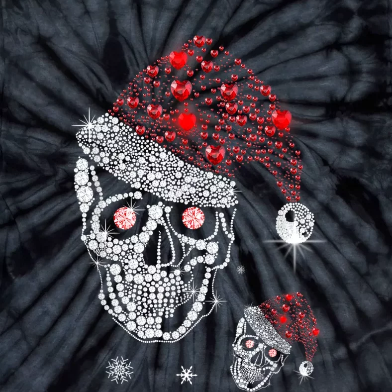 Just Love Skulls Xmas Skull Christmas Wear Santa Hat Tie-Dye T-Shirt