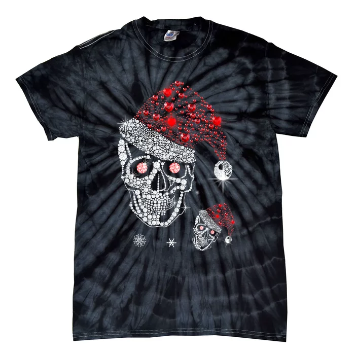 Just Love Skulls Xmas Skull Christmas Wear Santa Hat Tie-Dye T-Shirt