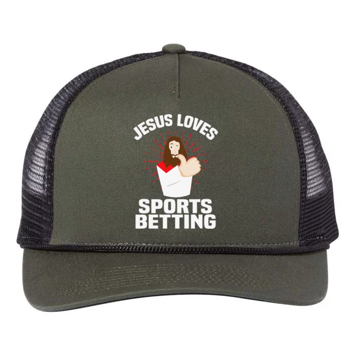 Jesus Loves Sports Betting Gambling Christ GiftBet Under Retro Rope Trucker Hat Cap