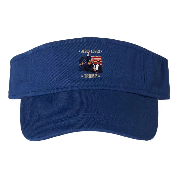 Jesus Loves Trump 2024 Donald Trump Rally 2024 Fist Valucap Bio-Washed Visor